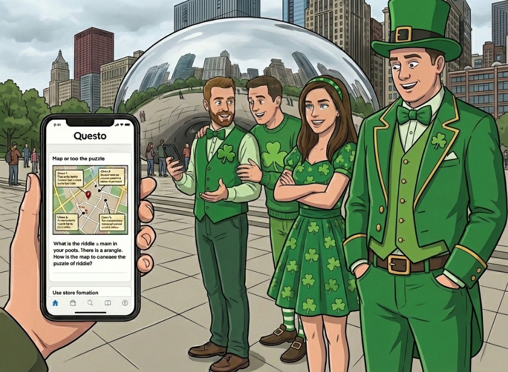 Squad outdoors with Questo app, playing the urban escape game